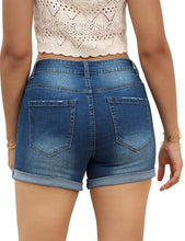 luvamia Women's Casual Mid Rise Denim Shorts Stretch Ripped Raw Hem Jean Shorts