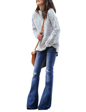 luvamia Women's Ripped Flare Bell Bottom Jeans Pants Retro Wide Leg Denim Pants