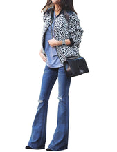luvamia Women's Ripped Flare Bell Bottom Jeans Pants Retro Wide Leg Denim Pants