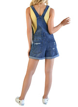 luvamia Women's Ripped Short Overalls Adjustable Denim Bib Overall Shorts Romper