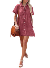 luvamia Women's Casual Short Sleeve Button Down Tiered Denim Babydoll Jean Dress