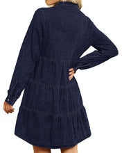luvamia Denim Dress for Women Babydoll Flowy Cute Jean Shirt Dresses Long Sleeves
