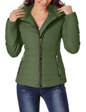 luvamia Women Casual Warm Winter Faux Fur Quilted Parka Lapel Zip Jacket Puffer Coat