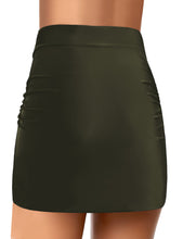 luvamia Women's Pleated Swim Skirt Mid Waist Swimsuit Bottom Swimwear