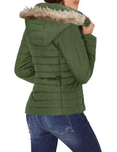 luvamia Women Casual Warm Winter Faux Fur Quilted Parka Lapel Zip Jacket Puffer Coat