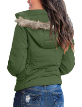 luvamia Women Casual Warm Winter Faux Fur Quilted Parka Lapel Zip Jacket Puffer Coat