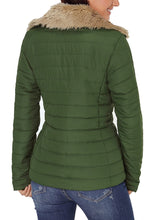 luvamia Women Casual Warm Winter Faux Fur Quilted Parka Lapel Zip Jacket Puffer Coat