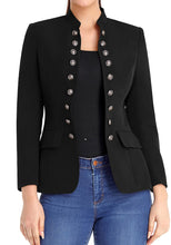 luvamia Women's Open Front Long Sleeves Work Blazer Casual Buttons Jacket Suit