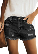 luvamia Women's Casual Denim Shorts Frayed Raw Hem Ripped Jeans Shorts