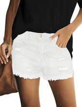 luvamia Women's Casual Denim Shorts Frayed Raw Hem Ripped Jeans Shorts