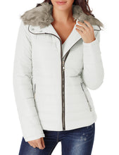 luvamia Women Casual Warm Winter Faux Fur Quilted Parka Lapel Zip Jacket Puffer Coat