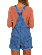 luvamia Women's Casual Adjustable Strap Cuffed Hem Denim Bib Overalls Shorts Romper