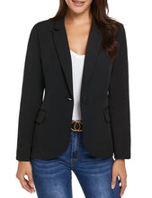 luvamia Women's Long Sleeve Formal Notch Lapel Button Down Blazer Pockets Jacket