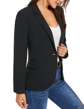 luvamia Women's Long Sleeve Formal Notch Lapel Button Down Blazer Pockets Jacket