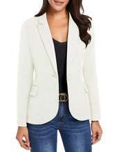 luvamia Women's Long Sleeve Formal Notch Lapel Button Down Blazer Pockets Jacket