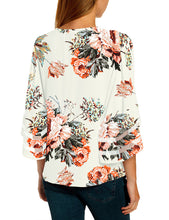luvamia Women Casual Strappy V Neck Blouse 3/4 Bell Sleeve Mesh Panel Shirts Top