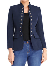 luvamia Women's Open Front Long Sleeves Work Blazer Casual Buttons Jacket Suit