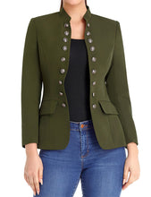 luvamia Women's Open Front Long Sleeves Work Blazer Casual Buttons Jacket Suit