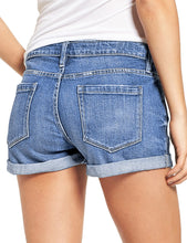 luvamia Women's Ripped Denim Jean Shorts High Waisted Stretchy Folded Hem Short Jeans